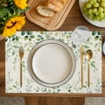 thumbnail image 2 of Green Eucalyptus Country Nature Leaf Succulent Plant Burlap Kitchen Place Mats Waterproof Cloth Table Mats, Indoor Outdoor Placemats Easy Clean Dinner Decor, 2 of 8