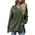 thumbnail image 2 of Womens Sweatshirt Women's Fall And Winter New Hatless V-Neck Long Sleeve Tops Sweatshirts，Sweatshirt for Women，Womens Sweatshirts No Hood V Neck Sweatshirt Women Pullover Sweatshirts for Women, 2 of 5