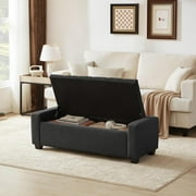 Weture Modern Ottoman Bench with Storage, Safety Hinge & Seating, 330 lb Limit, Dark Gray