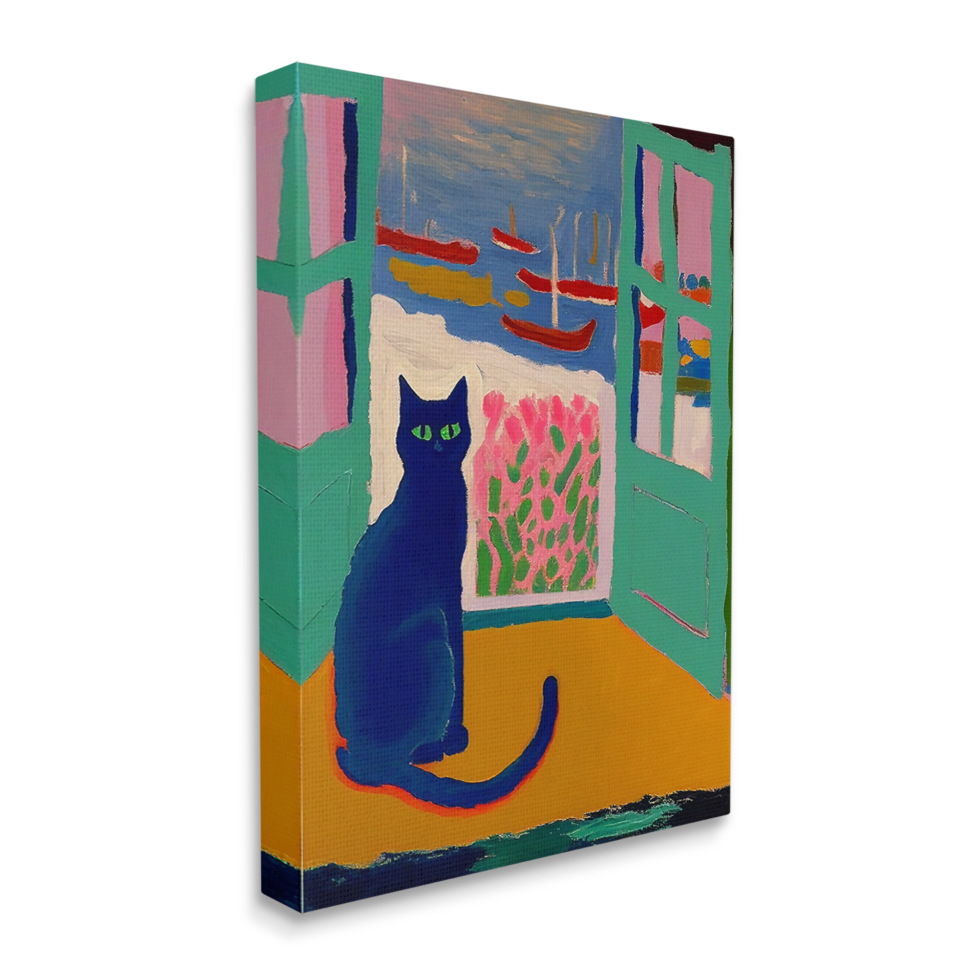 Stupell Industries Black Cat in Doorway Animals & Insects Painting Gallery Wrapped Canvas Art Print Wall Art, 16 x 20