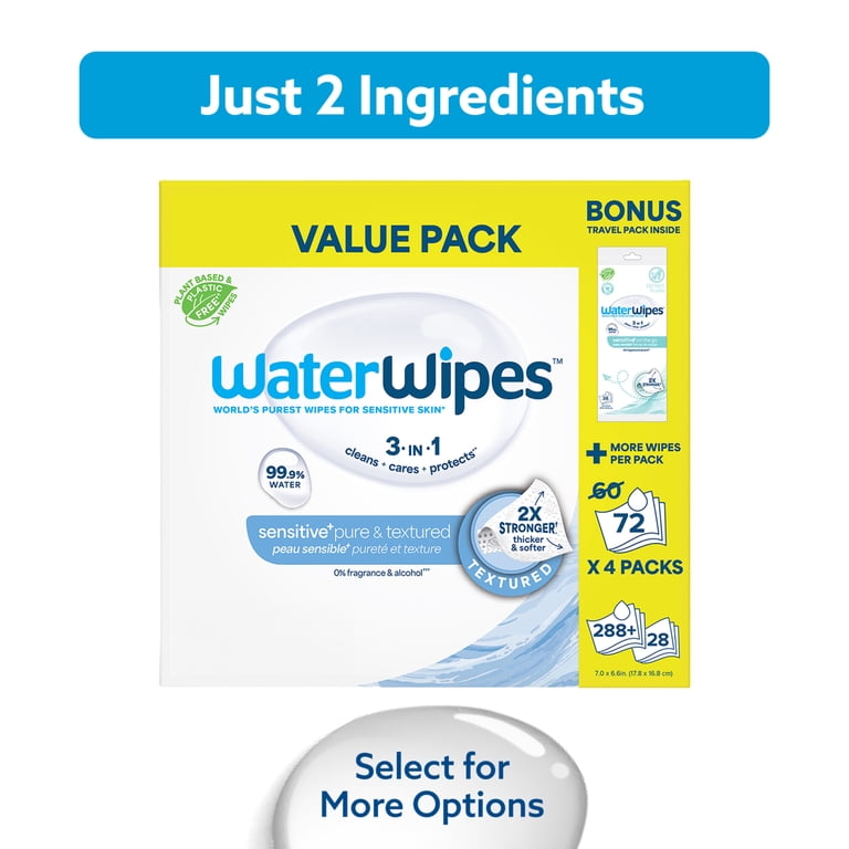 WaterWipes Sensitive Pure & Textured Wipes, 316 Count photo 1