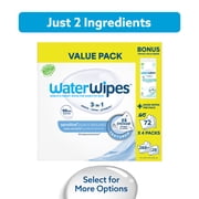WaterWipes Sensitive Pure & Textured Wipes, 99.9% Water, Unscented & Hypoallergenic, 288 Count + Bonus Pack