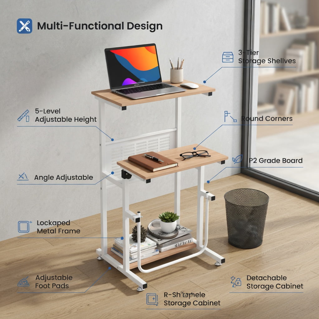 Yardi Yard Standing Desk for Small Space Sit Stand Desk with Height Adjustable Desktop, Office Furniture, Laptop Stand for Home and Office