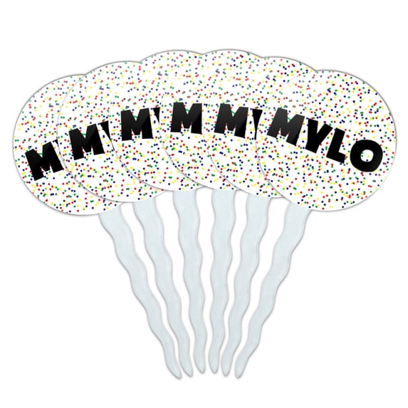 Mylo Cupcake Picks Toppers - Set of 6 - Mutlicolored Speckles