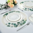 thumbnail image 4 of 15.4" Round Placemat Set of 1 Polyester Fabric Place Mats Non-Slip Dining Kitchen Table Mats for Kitchen Party Decor Eucalyptus Wreath, 4 of 5