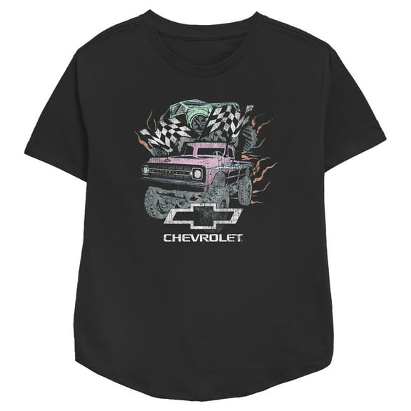 Women's General Motors Pastel Chevrolet Trucks Distressed Graphic Tee Black Medium