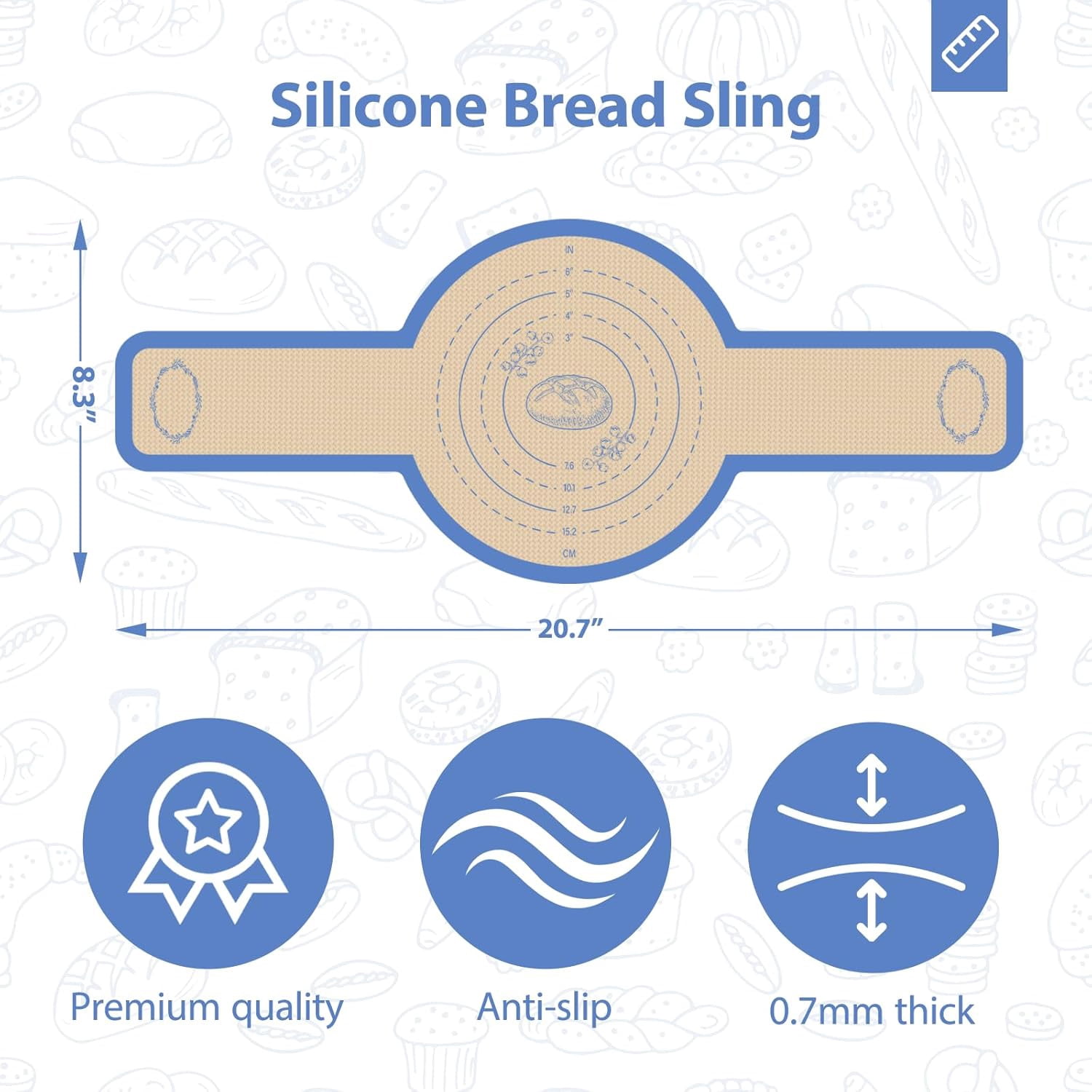Silicone Bread Sling for Dutch Oven, Non-Stick & Easy Transfer Sourdough Baking Mat - 2PCS