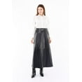 thumbnail image 5 of Vegan Leather Maxi Black Skirt with Pockets and Metal Accessories Around Waist, 5 of 5