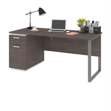UPC: 0063753064859 | Bestar 114400-000047 Aquarius Computer Desk – Bark Gray & White