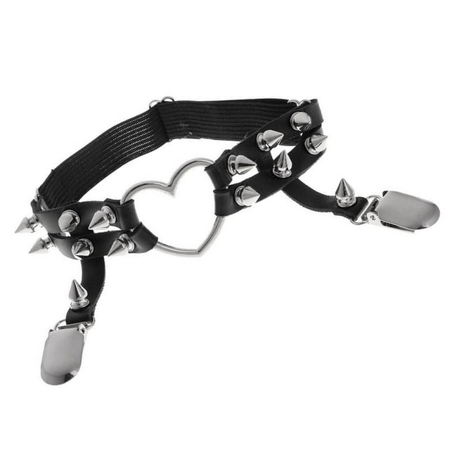 facefd Porte-Jarretelles Cœur Étoile pour Femmes Ceintures Rivets Gothique Punk en Cuir Porte-Jarretelles Anneau de Jambe #5