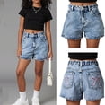 thumbnail image 2 of Whouriu Vintage Denim Shorts for Girls Bow Print Summer Baggy Shorts Jorts, Sizes 5-14, 2 of 9