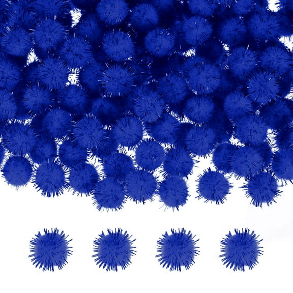 Uxcell 100-Pack Glitter Pom Pom Balls, 0.6in Mini Tinsel Sparkle Balls for DIY Crafts/Party Decoration [Sapphire Blue]