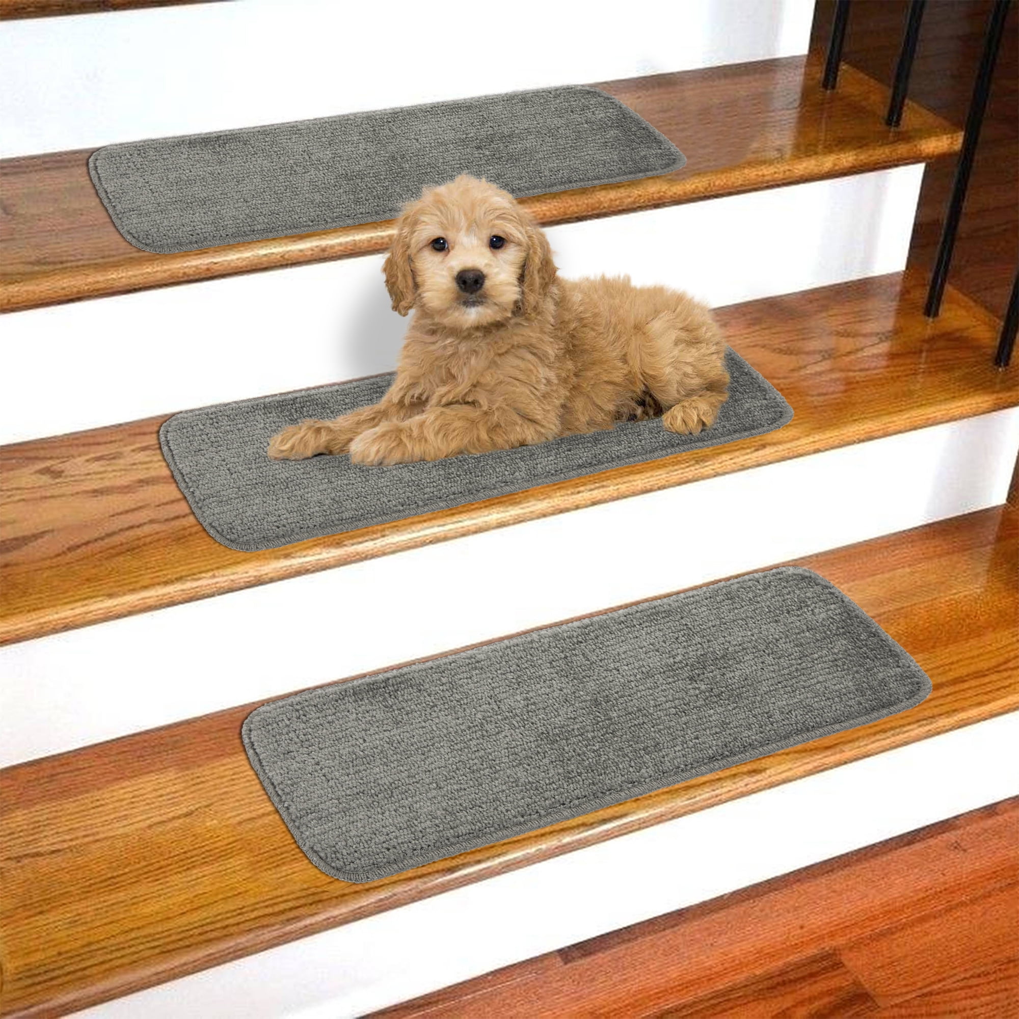 MOOUK Stair Tread Carpet Mats,Rectangular Carpet,Stair Tread Mats,Self Adhesive Carpet Stair Treads Mats Pad Non-slip Step Protection Rug Cover 