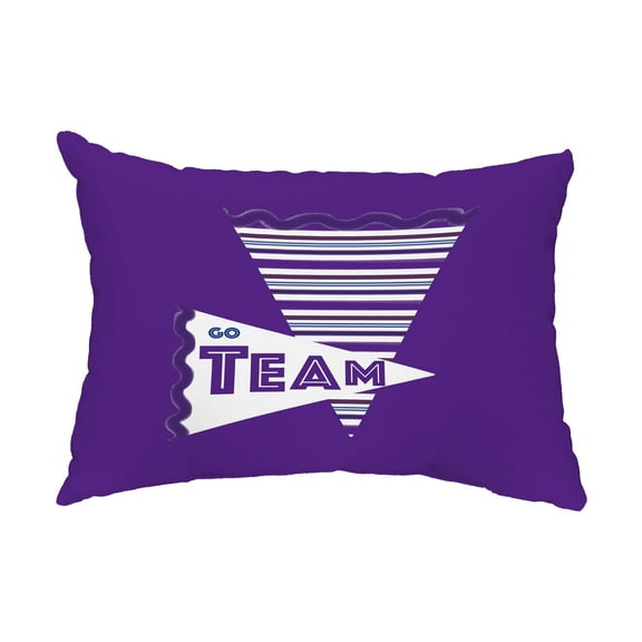 Simply Daisy, 14" x 20" Go Team! Purple Decorative Word Outdoor Pillow