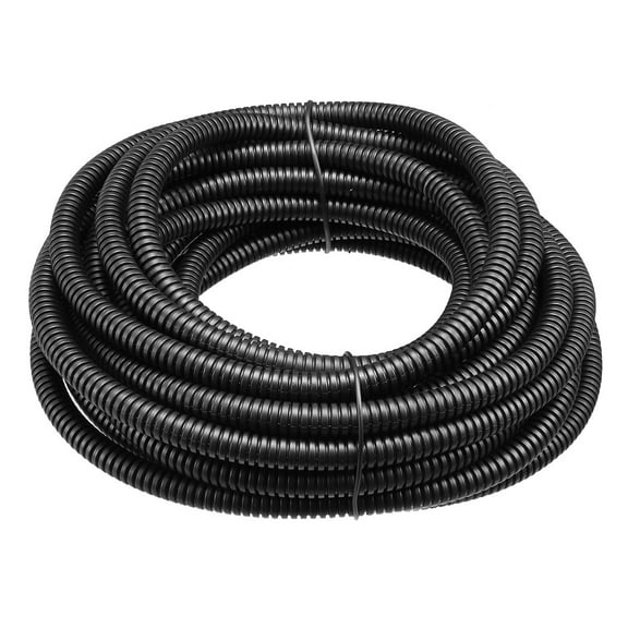 Corrugated Tube Conduit PP Tubing Flexible Pipe Hose Black 6mmx9mm 7M Long