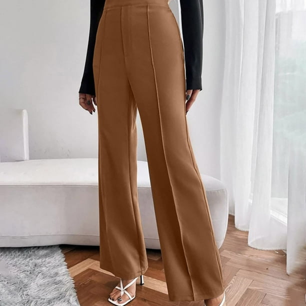 Womens Formal Pants Straight Leg High Waisted Business Causal