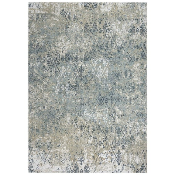 Alora Decor Elect 5'2" x 7'9" Ivory/Blue/ Gray/ White Power-Loomed/Hybrid Rug