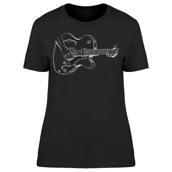 Draw. Hands Playing Guitar T-Shirt Women -Image by Shutterstock, Female Small