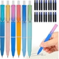thumbnail image 1 of 6pcs Retractable Fountain Pen 4PCS Retractable Fountain Pen with Ink Sacs Repalcement Refillable Ink Writing Pens 038mm Extra Fine Tip Black Pens, 1 of 5