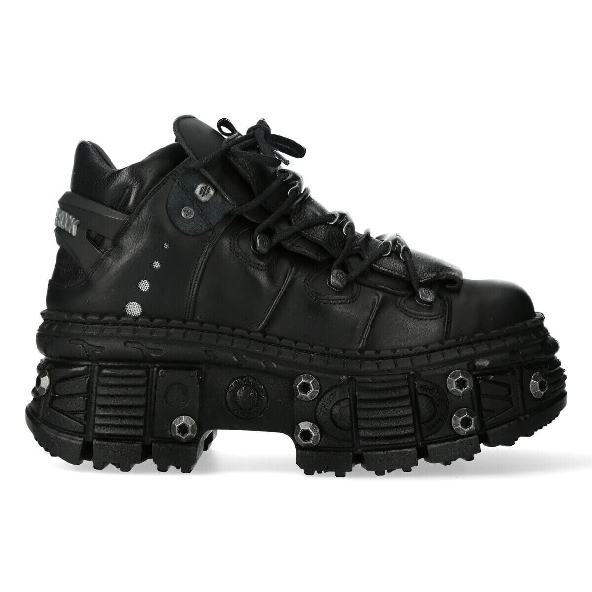 New Rock WALL106-S13 Unisex Black Leather Gothic Boots - Walmart.com