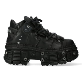【廃盤希少】ブラックシープ('06ニュージーランド) NEW ROCK 106-S29 TOWER SHOES Metallic Black Leather Biker Punk