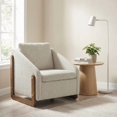 thumbnail image 2 of iooHug Mid-Century Chenille Upholstered Accent Chair, 250lbs Arm Chair with Wooden Frame for Living Room, Bedroom（Beige）, 2 of 7