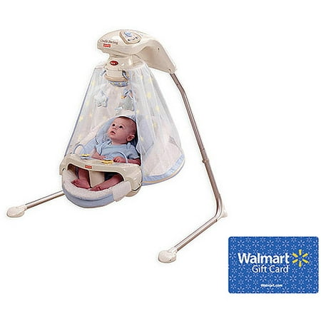 Fisher-Price - Starlight Papasan Cradle Swing, Periwinkle with $20 Gift Card