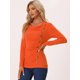 thumbnail image 2 of Top Acanalado Con Botones Y Mangas Largas Con Cuello Vuelto Para Mujer Naranja S, 2 of 5