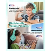 Seenda Kids Headphones for Girls Boys, Wired Kids Headphones with Microphone for School, Lightweight Foldable Stereo Bass Volume Control Kids Headphones for Cell Phone/Tablet/Laptop/MP3/4, Green