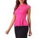 thumbnail image 4 of INSPIRAR CHIC Blusa sin mangas de encaje floral de ganchillo con cuello redondo y peplum para mujer M Rosa intenso, 4 of 6