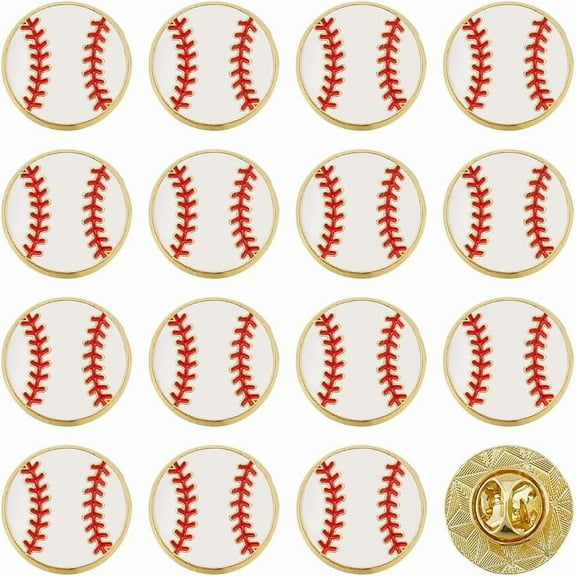 1 Box 20Pcs Baseball Pins Sports Enamel Pins Bulk Alloy Round Lapel Small Team Sport Themed Chic Metal Brooches