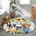 thumbnail image 4 of Spring Dog Round Area Rug 4ft, Sunflower Daisy Botanical Vintage Washable Non-Slip Circle Rugs for Bedroom Living Room Kitchen, Soft Non Shedding Circle Carpet for Dining Room Dorm, 4 of 9