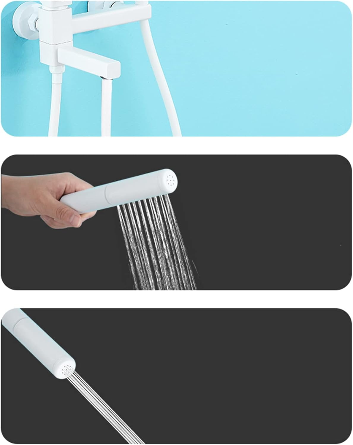 Bath Mixer Tap with Shower Attachment Bathtub Faucet Wall Mounted Brass Hot and Cold Water Hand Shower Double Hole Bathroom Shower Faucet White-B