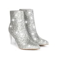 thumbnail image 2 of BLISSFUL STEP Women's Ankle Boots Clear Block Heel Sparkly Glitter Pointed Toe Boots Silver 5.5, 2 of 8