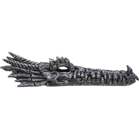 Silver Dragon Skull Crystal Incense Holder by Medieval Collectibles