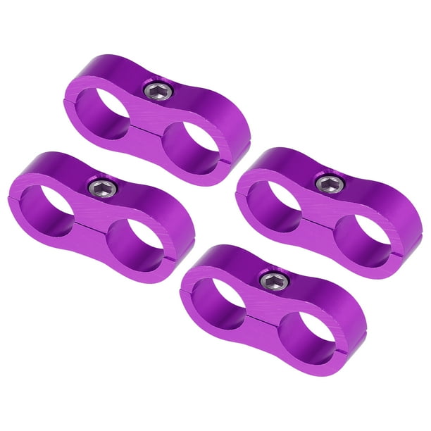 4 Piezas AN10 Coche Manguera Separador Abrazadera para Aceite Gas Freno Línea Morado