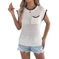 thumbnail image 3 of Summer Fall Short Sleeve Sweater for Women Casual Sweater Vest Knit Pullover Tank Tops Fashion Clothing Color L, 3 of 10
