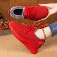 thumbnail image 6 of Domuza Women's Fleece Lined Knit Running Sneakers Lace Up Breathable Mesh Lightweight Non Slip Warm Winter Casual Walking Footwear Red 7（EU-38）, 6 of 6