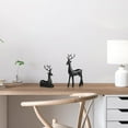 thumbnail image 6 of CoreLiving Reindeer Christmas Decor，Black Reindeer Figurines Christmas Deer Sculpture，Dark Matte Resin Elk Statues，Rustic Home Decor for Living Room Bedroom Office Desk Bookshelf Ornaments, 6 of 8