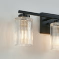 thumbnail image 3 of Kyrid 22 in. 3-Light Black Vanity Light with Clear Ribbed Glass Shades, 3 of 8