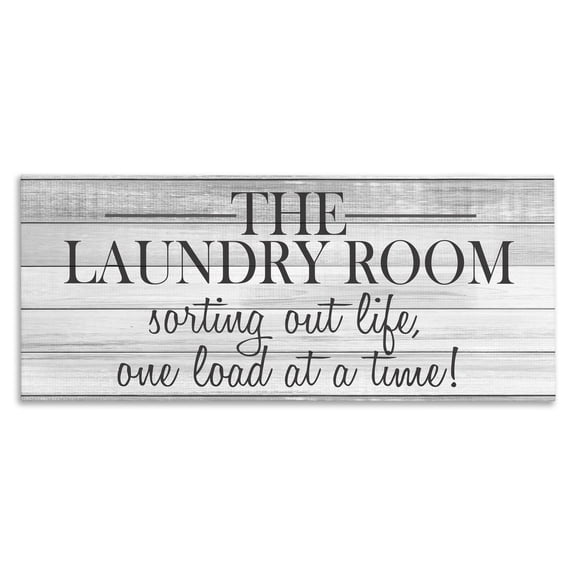 Stupell Industries Cottage Laundry Room Funny Word Bathroom Black And White Design Canvas Art, 48 x 20, by Kim Allen