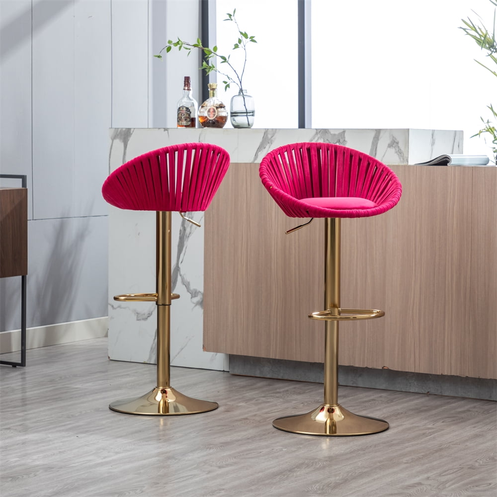 Swivel Bar Stools Set of 2, Velvet Adjustable Counter Height Bar Stool