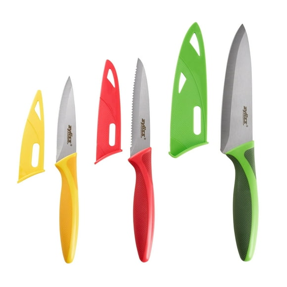 Zyliss Ensemble de Couteaux 3 Pcs - Ensemble de Couteaux en Acier Inoxydable - Couteaux Utilitaires, Dentelés et d'Office - Ensemble de Couteaux de Voyage avec Manches - Lavable au Lave-Vaisselle et Lavage des Mains - 3 Pcs