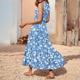 thumbnail image 5 of Casual V-Neck Floral Print Sleeveless Midi Dress Women's Summer Boho Dress Lightweight Rayon Blend with Side Slits for Beach Vacation,Sky Blue XL, 5 of 5
