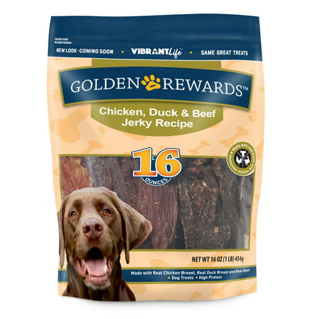 Golden Rewards Chicken, Duck & Beef Jerky Recipe Dog Treat Variety Pack, 16