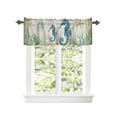 thumbnail image 2 of Kitchen Cafe Valance Curtain for Small Windows,Nautical Compass Seahorse Seaweed Rod Pocket Short Valances Marine Life on Retro Paper Window Treatment Panel for Living Room/Bedroom/Bathroom,42x12in, 2 of 9