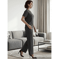 thumbnail image 4 of Conjunto 2 Piezas Casual Chic para Mujer Unitalla, Blusa de Manga Corta y Pantalón Cómodo, Estilo Elegante y Sofisticado para Mujer, 4 of 5