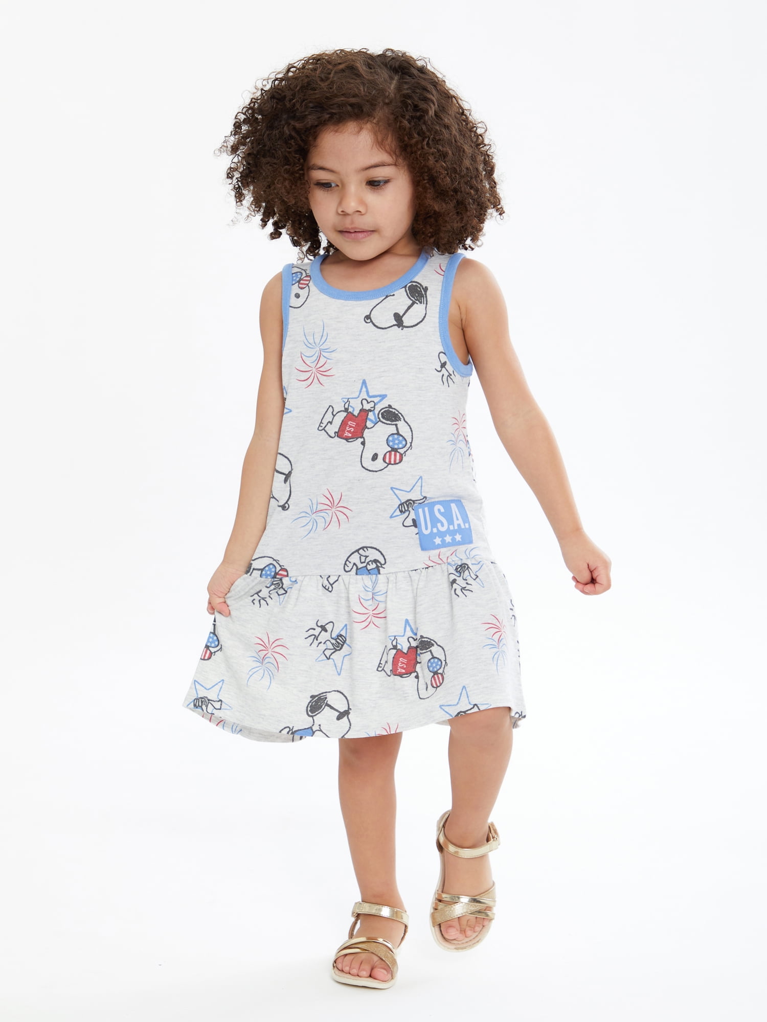 Peanuts Snoopy Toddler Girl Americana Sleeveless Dress, Sizes 12M-5T
