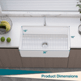thumbnail image 3 of 30'' Farmhouse Sink, White Kitchen Sink with Bottom Mesh Protector and Strainer, Undermount Farm Sink, Fireclay Apron Sink, 10'' Deep Sink, Single Bowl Kitchen Sink, 3 of 8