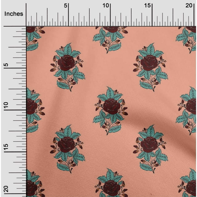 oneOone Cotton Silk Fabric Leaves & Floral Block Decor Fabric Printed BTY 42 Inch Wide
